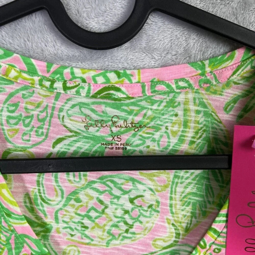 Lilly Pulitzer Madevilla Baby Top NWT XS Green Tropical Pineapple‎ Short Sleeve - Picture 9 of 12